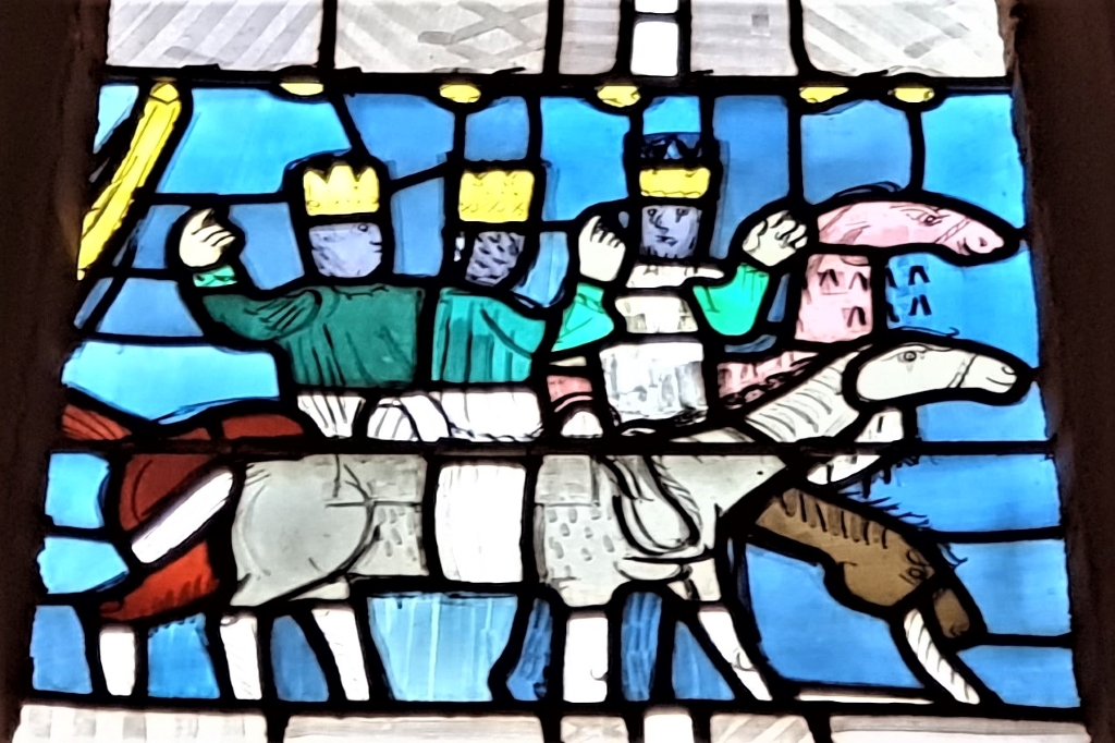 Dreikönigskirche Frankfurt am Main - Fensterbild von Charles Crodel - Die drei Könige auf dem Weg nach Bethlehem